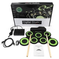 Pad de batterie électronique portable et pliable en silicone, 7 pads, avec baguettes et pédales, pour débutants et enfants