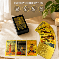 Jeu de cartes Oracle en plastique de haute qualité, impression personnalisée haut de gamme, vente en gros, bords dorés, feuille d'or, cartes de tarot avec guide