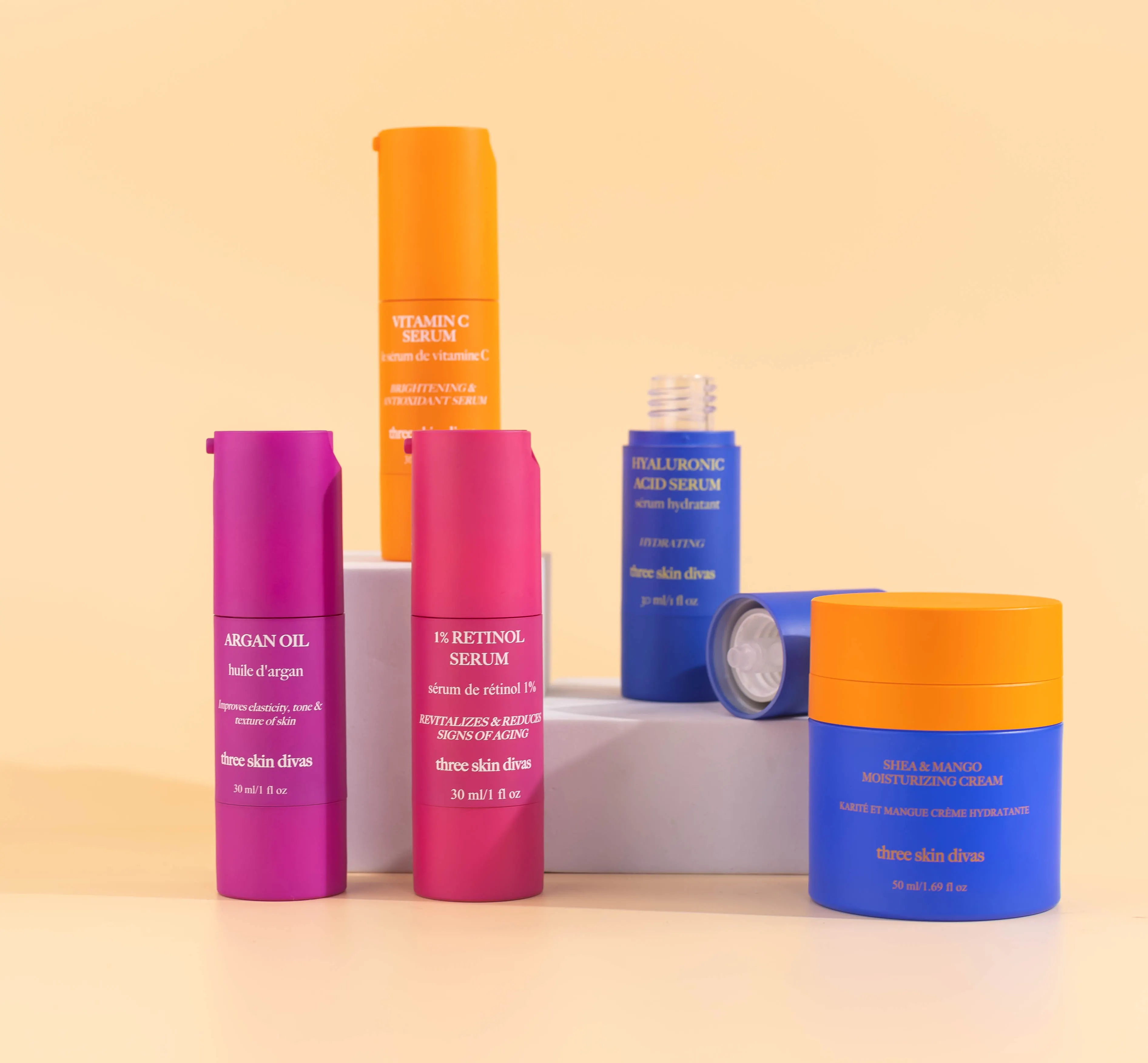 Garrafa de spray colorida sem ar para cosméticos, embalagem com bomba de 30ml, spray acrílico para cuidados com a pele, impressão de tela personalizada