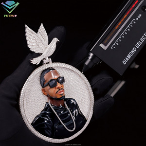 Colgante personalizado con varios estilos de personalización, diamantes de moissanita VVS con incrustaciones, chapado en oro sobre plata de ley 925, pasa la prueba del diamante. - Product Image 5