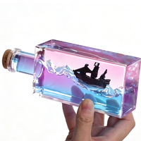 Bouteille à flottement liquide en acrylique OEM, bouteille à flottement liquide en forme de navire de croisière, presse-papiers liquide, cadeau de décompression pour bureau, décoration nautique pour la maison