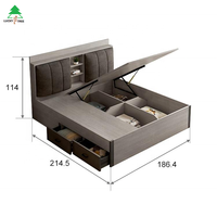 Meuble de lit multifonction Double couche avec tiroirs de rangement, en bois de noyer, design, boîte en bois