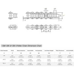 पहनने के प्रतिरोधी भारी शुल्क स्टेनलेस स्टील औद्योगिक ट्रिपल रोलर चेन <span class=keywords><strong>12b</strong></span>-3 6 मिमी पिच मजबूत तन्यता ताकत यूब ब्रांड 1 - Product Image 3