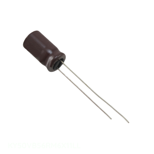 Condensateur à traversée de canal, fabriqué par le fabricant, en aluminium, 56 µF, 20 %, 50 V, radial, TH KY50VB56RM6X11LL, 56 µF - Product Image 1