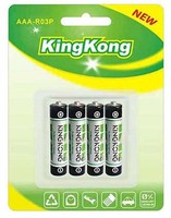 Pila Seca de Zinc-Carbón Zinc-Manganeso AAA UM-4 de 1.5v Marca Kingkong R03P