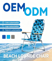 Chaise de plage moderne réglable et grande, avec design pliable rembourré, structure en acier, capacité de 120 kg, pour jeux en plein air et détente