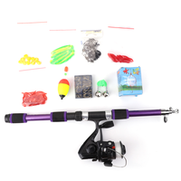 Ensemble combiné de poteau télescopique portable et de moulinet de filature canne à pêche extensible pour la pêche à la carpe d'eau douce dans les ruisseaux et les lacs