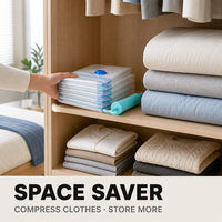 En stock – Lot de 20 sacs de compression sous vide réutilisables pour vêtements avec pompe électrique – Gain de place – Coffret de vente au détail
