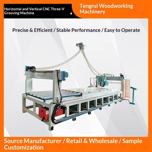 Maquinaria para trabajar la madera, máquina de corte vertical y horizontal totalmente automática con tres ranuras en V, máquina de corte a 45 grados para marcos de cajones domésticos - Product Image 1