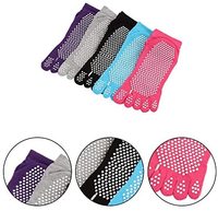 Can Logo personnalisé Chaussettes confortables de yoga violettes antidérapantes pour femmes à 5 orteils