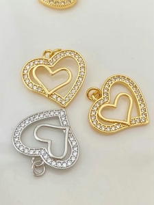 Collana con Ciondolo a Doppio Cuore Cavo Infinito in Zirconi Placcato Oro 18K per Donna - Product Image 4