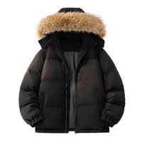 Parka coupe ample pour homme, coupe-vent, style workwear, avec col en fourrure, en coton