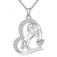 Vente d'usine Bijoux Collier pendentif cœur en argent sterling 925 rhodié noir avec zircon