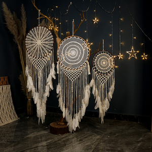 <span class=keywords><strong>Atrapasueños</strong></span> de Encaje con Plumas Blancas y Borlas de Macramé, Estilo Bohemio, <span class=keywords><strong>Atrapasueños</strong></span> Grande <span class=keywords><strong>para</strong></span> Colgar en la <span class=keywords><strong>Pared</strong></span>, Decoración del Hogar - Product Image 2