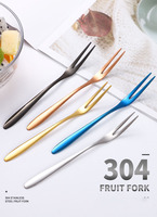 Fourchettes à dessert Prong, modernes en acier inoxydable, élégantes brochettes à fruits en métal finition or, or rose et noir, vaisselle de luxe décorative