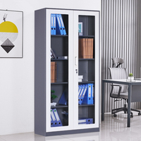 Armoire de rangement de bureau en métal avec portes vitrées, meuble de classement en acier pour bureau et école