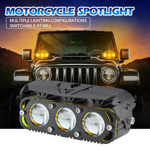 ไฟสปอร์ตไลท์ LED 3 เลนส์ รุ่นใหม่ แสงคู่สีแดง DRL สำหรับมอเตอร์ไซค์ ไฟหน้ากันน้ำ ไฟตัดหมอกสำหรับรถยนต์ SUV ATV รุ่น MO-233 - Product Image 1