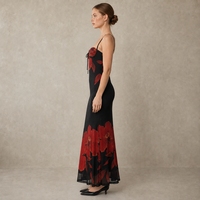 Robe Midi Femme Chic d'Été Sans Manches à Motifs Floraux Coupe Ajustée Écologique Dos Nu Décontractée pour Fête et Vacances