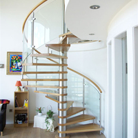 Escalier en colimaçon de luxe pour villa, balustrade entièrement vitrée, escalier en colimaçon rond intérieur