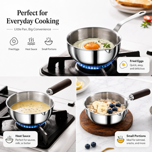 304 Stainless Steel 13cm Mini Omelette <strong>Pan</strong> <strong>Egg</strong> Frying <strong>Pan</strong> 3 Layers Compound Steel Non Stick Pot Small Cookware Sets with Handle - Product Image 4