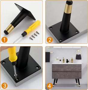 Pieds de meubles en métal largement utilisés, pieds de canapé en métal dorés et noirs <span class=keywords><strong>pour</strong></span> tables, ensemble de 4 pieds de meubles en métal noirs - Product Image 3