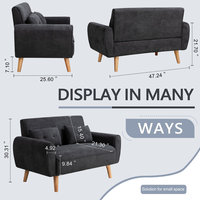 49 Zoll modernes, faltbares, gepolstertes Futon-Sofa, Schlafsofa mit Holzrahmen