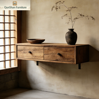 Meuble de rangement rustique en bois massif de style campagnard américain pour entrée et cuisine avec buffet suspendu et tiroirs organisateurs