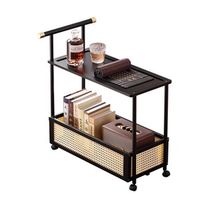 Retro-style movable trolley living room sofa side <b>table</b> multi-functional <b>small</b> coffee <b>table</b> simple storage rack corner <b>table</b> - Product Image 5
