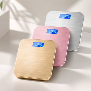 Balance numérique haute précision 180 <span class=keywords><strong>kg</strong></span>, verre trempé brossé <span class=keywords><strong>argent</strong></span>é, écran LCD rétroéclairé bleu, appareil personnel précis pour la maison - Product Image 2