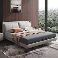 Lit plateforme moderne de luxe en cuir PU rembourré, design italien, avec tête de lit capitonnée, écologique et doux – Offre spéciale