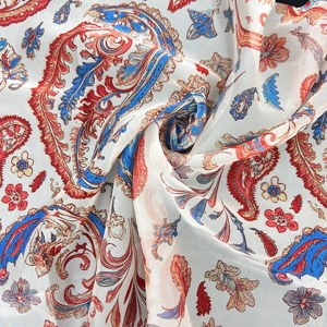 Fábrica personalizada 100% poliéster brillante Organza satén tela Paisley estampado brillo seda acabado para ropa de dormir cortinas niñas - Product Image 3