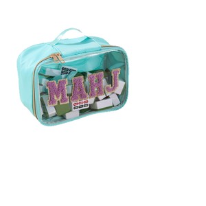 FUPAI Open PVC Modern Embroidered Alphabet Mahjong Storage <strong>Bag</strong> Large Capacity Portable Cosmetic &amp; for Travel <strong>Bag</strong> - Product Image 5