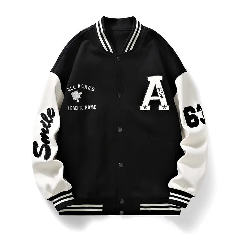 New Style High Quality Spring And Autumn White Casual Baseball College Jacket Sport Gym College Jacket For Men