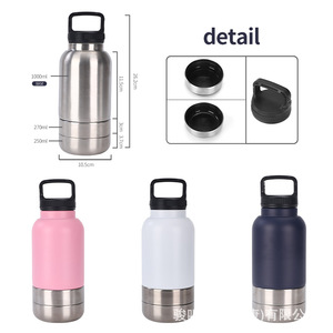Modern Pet Feeder 32oz Stainless Steel Portable Travel Bowl With Carry Handle Insulated <b>Water</b> Bottle For Dogs - Product Image 5