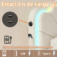 Lit en velours doux avec chargeur USB-C intégré, synchronisation musicale, éclairage RGB et bac de rangement roulant – Tailles Twin, Full, Queen