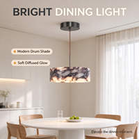 Lampe suspendue en forme de tambour en marbre veiné, câble réglable, LED, pour table à manger, salon, îlot de cuisine, décoration