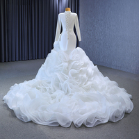 Jancember Rsm231014 Robe de mariée élégante sirène à col haut et volants et à lacets