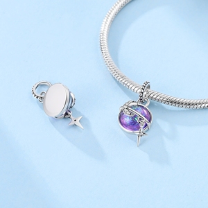 2024 mùa đông mới bí ẩn Tím loạt S925 Sterling Bạc tím đom đóm quyến rũ Vòng đeo tay mặt dây chuyền tự làm đồ trang sức làm bằng tay - Product Image 4