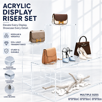 Exhibidores Acrílicos Escalonados Transparentes para Venta al por Mayor, Soportes de Bloques Transparentes para Joyería, Bolsos, Zapatos, Cosméticos, Exhibición en Tiendas y Escaparates