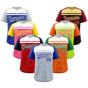Maillot de baseball personnalisé à manches courtes, trois couleurs, imprimé All Star, 100 % polyester, grandes tailles pour adultes, uniforme d'équipe - Product Image 1