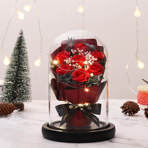 Venta caliente jabón preservado Rosa Luz Led con precio al por mayor maravillosa Rosa eterna en cúpula de cristal para mujeres regalo del Día de la madre - Product Image 1