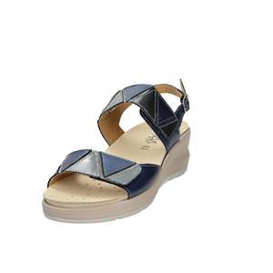Sandalo con Zeppa Cinzia Soft da Donna in Pelle Blu Stile Estivo - Product Image 1