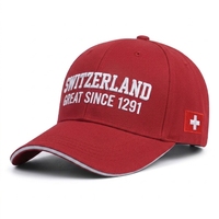 Casquette de baseball rouge à 6 panneaux et visière incurvée, broderie personnalisée, vente en gros d'usine, pour l'activité en Suisse