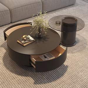 Offre Spéciale Meubles de salon Table à thé minimaliste personnalisée avec tiroirs Prix bon marché Table basse ronde de luxe avec rangement - Product Image 2