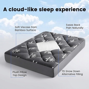 Surmatelas ultra doux pour hôtel, certifié OEKO-TEX, matelassé, respirant, rafraîchissant, avec jupe élastique, taille personnalisée, noir - Product Image 5