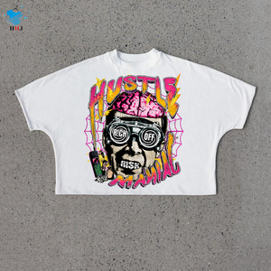 เสื้อยืดคอตตอนโอเวอร์ไซส์แบบหนาพิเศษ 280gsm ทรงวินเทจ ทรงบ็อกซี่ ไหล่ตก พิมพ์ลาย DTG เสื้อยืดทรงบ็อกซี่แบบครอปสำหรับผู้ชาย - Product Image 2