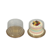 Boîtes à gâteaux dorées de 8/10/12/14 pouces en gros, emballage de gâteaux en PET de qualité supérieure, boîte à gâteaux ronde transparente haute avec dôme en plastique