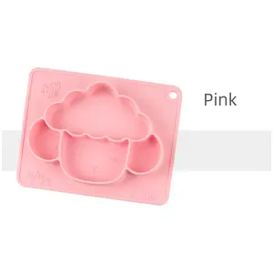 Assiette pour bébé en silicone de qualité alimentaire 100% en forme d'animal sans BPA et PVC avec séparation par aspiration Plaque pour bébé en silicone avec trou de suspension