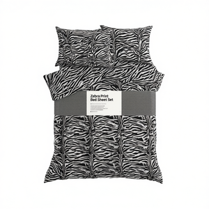 Ensemble de draps imprimés zèbre 100% coton, taille twin allemande, taies d'oreiller incluses - Product Image 3