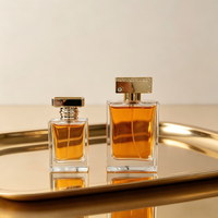 Botol Parfum Kosong Kaca Mewah Berkelanjutan Bentuk Persegi Panjang 50ml 100ml yang Dapat Disesuaikan dengan Pompa Semprot dan Cetak Sablon